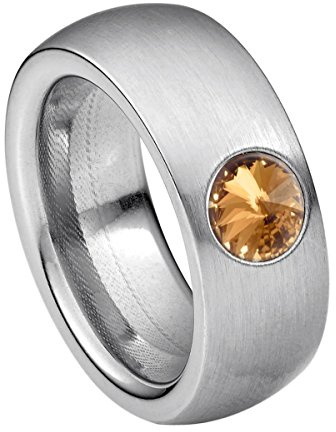 Heideman Ring Damen Coma Silber Edelstahl mit Zirkonia weiß matt | Coma Statement-Ring Silber, Edelstahl, breiter matter Bandring mit Rivoli-Kristall, Damenring, nickelfrei, Geschenk