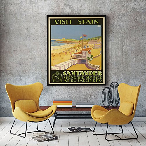 Santander Vintage-Reise-Poster, Reise-Postkarte, spanische Wandkunst, Tapas-Bardekoration, Spanien-Poster, Spanien-Druck, spanischer Druck (40,6 x 50,8 cm)
