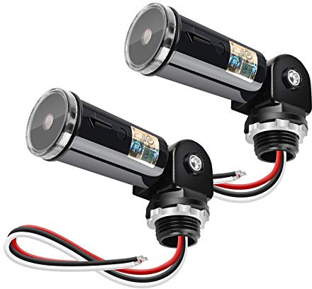 Paquete de 2 unidades de control de iluminación para exteriores con fotocélula e interruptor fotoeléctrico giratorio para paquetes de pared, caja de zapatos, luces de porche 120-277 V