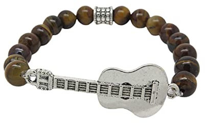 BRACELET GUITARE EN œil du tigre idée cadeau guitariste papa, mari, ami, frère... F de Bm créations