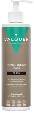 VALQUER Power Color Negro Mascarilla Capilar | 275 ml | Potenciador de Color para Cabello Teñido o Natural | Coloración Temporal con Ingredientes Naturales Sin Sulfatos | Vegano