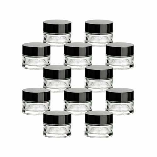 gouveo Lot de 12 pots vides à crème avec couvercle à visser Noir 30 ml