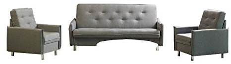 MOEBLO Couchgarnitur Polstergarnituren Sofa mit 2X Sessel Schlafsofa Kippsofa Sofa mit Schlaffunktion Klappsofa Bettfunktion Couch - Cappuccino - Lila