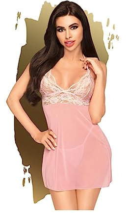Penthouse, Kleid, Negligee, verschiedene Größen, Dessous, 'Bedtime story', 2 Teile, rosa, Größe:M-L