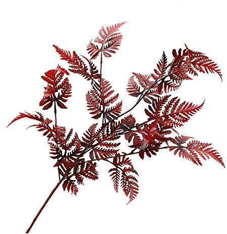 Künstliches Farnblatt, Farnstrauch, Kunststoff, künstliches Gras, Blattpflanze, verwendet für Innen- und Außenbereich, Hausgarten, Party-Dekoration (Farnblatt-rot, 90,9 cm)