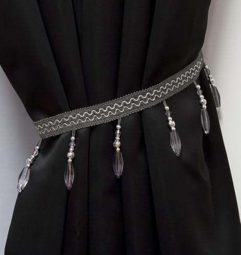 John Aird PAIR (x2) Crystal Beaded Curtain Tie Back (Grey)