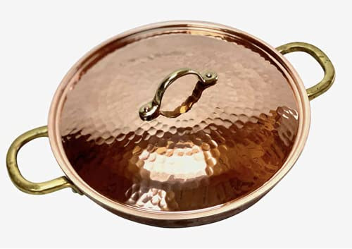 Copper Garden Kupferpfanne 24 cm mit Griffen + Deckel I Mit Zinn beschichtete Pfanne aus Kupfer zur idealen Wärmeleitung/-verteilung I Bratpfanne spülmaschinenfest & robust I 100% lebensmittelecht