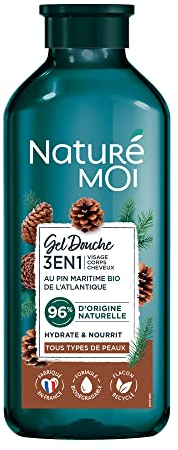 Naturé Moi - Gel Douche 3 en 1 - Visage, Corps, Cheveux - Hydrate et Nourrit - Tous Types de Peaux - Pin Maritime Bio - 96% d'Origine Naturelle - 250 ml - Fabriqué en France