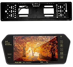 KIT PORTATARGA CON TELECAMERA 170° + MONITOR SPECCHIETTO RETROVISORE 7 LED AUTO, RETROCAMERA CON SPECCHIETTO - DISCORAMA®