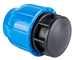 Arangül Raccordo a T in polietilene per tubo da 32 mm, 25 mm, 20 mm, in plastica PP, adattatore per tubo dell'acqua potabile (tappo, 32 mm), blu e nero