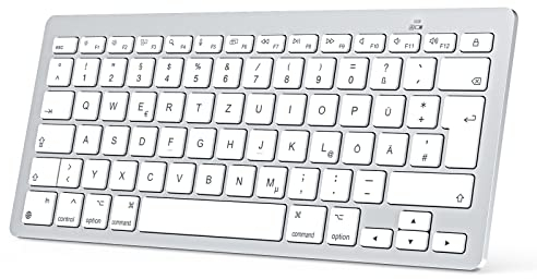 OMOTON Bluetooth Tastatur für Mac,Kompakte kabellose Tastatur kompatibel mit MacBook Pro/Air, iMac, iMac Pro, Mac mini, Mac Pro, QWERTZ DE-Layout, Silber