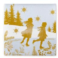 Sovie HORECA Weihnachtsserviette Schlittschuhläufer aus Linclass® Airlaid, Einweg Serviette Weihnachten festlich stilvoll, ideal für Advents- & Weihnachtsfeiern, 40x40cm, 50 Stück