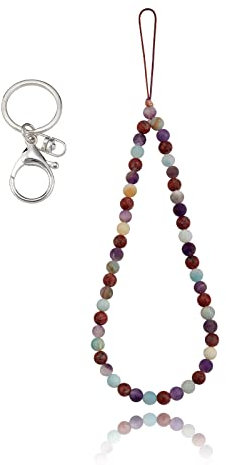 BEEFLYING Correas de muñeca con cordón para teléfono de Piedra Natural Encantos de teléfono con Cuentas de Piedras Preciosas Cuerda de cordón antipérdida para Colgar el teléfono con Llavero