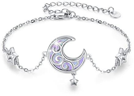 ZIPPICE Mond Stern Armband für Damen 925 Sterling Silber Opal Halbmond Armband Mond Armband Schmuck Geschenk für Frauen Mädchen