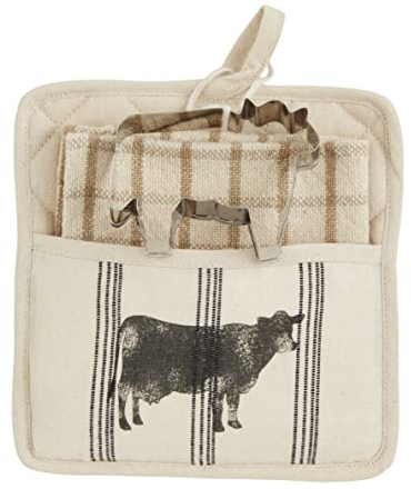 Mud Pie Farm Topflappen & Handtuch-Set, Kuh, 20,3 x 20,3 cm