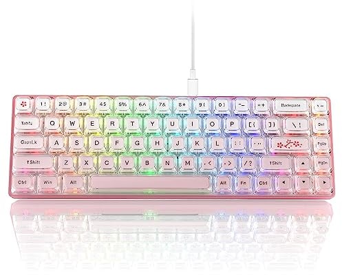 Womier W-K68 60% Keyboard Gaming Pink - Wired Creamy Mechanical Keyboard, Hot-Swappable RGB Custom Mini Key Board with Arrow Keys/Software Supported, Prelubrication Linear Switch