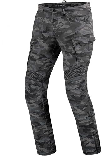 SHIMA GIRO 2.0 Motorradhose Herren - 4 Airforce Protektoren, Elastische, Slim Fit, Cargo Biker Hose mit DuraQL Aramid (Camo, 36)