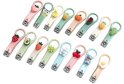 Diysupmkt Nail Clippers Set,Cute Cartoon Fruit Animal Nail Clipper,Sharp Nail Clippers for Adult Childrens Kids Boys Kids (Cartoon (18PCS))