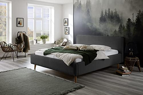 möbelando Polsterbett >Mattis< in anthrazit aus Polyester - 221x181x105cm (LxBxH)