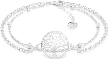 SERASAR Lebensbaum Armband Damen Schmuck 925 Sterling Silber 18 Karat Gold Frauen Kette Mädchen Geschenk Idee Geburtstagsgeschenk für Armkette