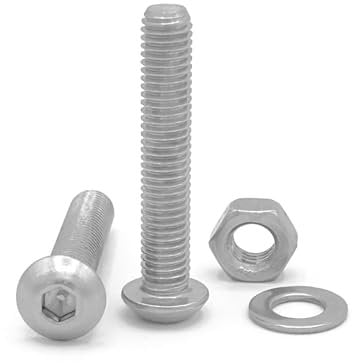 NOLDAR | Vis à tête bombée six pans creux. Acier inoxydable AISI 304 (A2). Mesure M10 x 90 mm. Comprend 5 vis avec 5 écrous et 5 rondelles (15 pièces). Vis inox entièrement filetées.