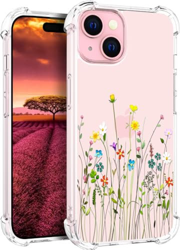 Topgraph Case Compatible for Iphone 15 Plus Floral Flower Clear Cute For Women Girly Designer Girls,Silicone Transparent Phone Case Floral Design Compatible with Iphone 15 Plus (Flower Bouquet Wild)