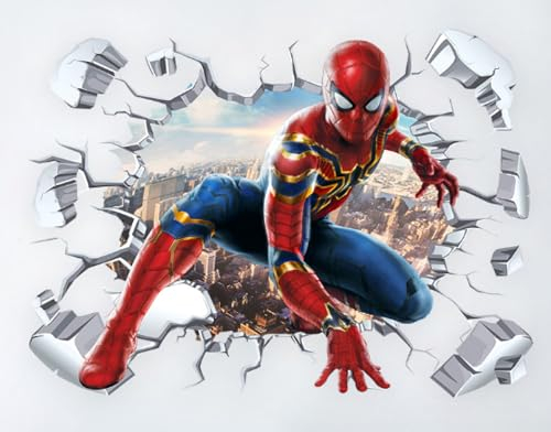 Cartoon, Anime, Zerbrochene Wand, Spider Man Aufkleber, Schlafzimmer, Wohnzimmer, Entfernbare Selbstklebende, Nicht Klebende Dekorative Wandaufkleber, 57,88cm