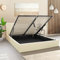 OnNuvo Letto Contenitore Matrimoniale 160x190 cm Imbottito LONDON, Vano Sotto Letto 23 cm, Sollevamento Idraulico, Montaggio Semplice, Con DOGHE ANTIRUMORE in Faggio Naturale, Brand Italiano, Beige