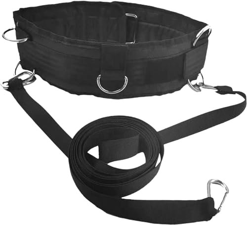 Running Training Resistance Belt, Nylon Resistance Band, Gym Waist Belt for Pulling Sled, Gym Pulley Strap with Rings for Cable Machines Fitness Strength Speed Agility Training