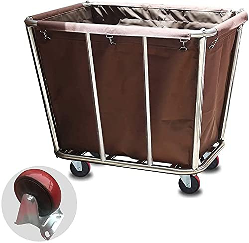 Regalbewegliche Wagen, herausnehmbare Taschen mit Wäschekorb, Wäschesammler, Wäschewagen, Hotel-Wäschesortierer, Aufbewahrungswagen, Wäschebehälter aus Edelstahl, 120 kg Tragkraft/Blau (Braun)