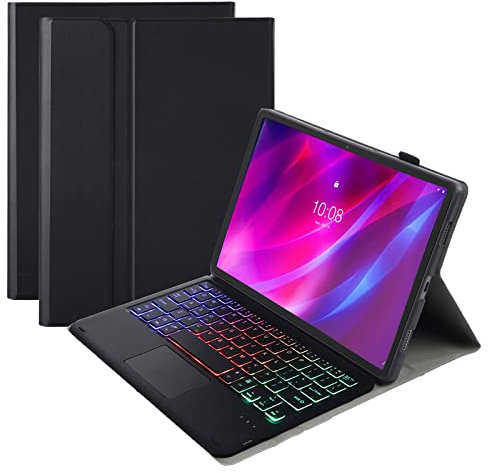 VLEAQC Custodia con Tastiera per Lenovo Tab M10 Plus 10,6 Pollici 2022 3a Generazione, Tastiera trackpad Wireless Bluetooth Rimovibile retroilluminata a 3 Colori, Cover Leggera e Sottile,Nero