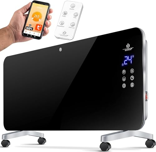 Kesser® Riscaldamento in vetro elettrico termoconvettore riscaldamento elettrico radiatore (nero)