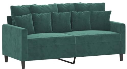 vidaXL Sofa 2-Sitzer, Loungesofa Couch mit Armlehnen Rückenkissen, Wohnzimmersofa Designsofa Metallgestell, Sitzmöbel Zweisitzer, Dunkelgrün Samt