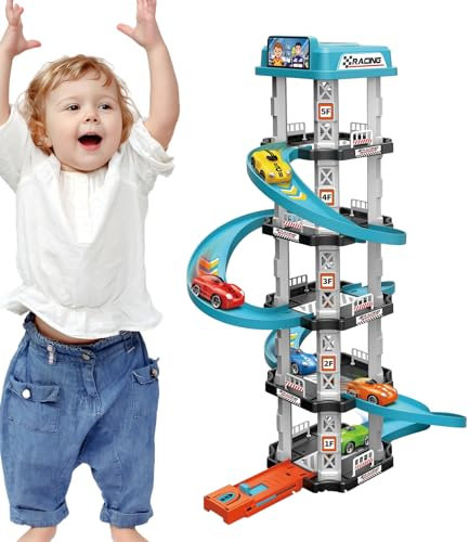 Jouet de garage de voiture, ensemble de jouets de garage pour - Jouets d'aventure en voiture | Piste de course de voiture pour les tout-petits de 1 à 3 ans avec 2 voitures, jouets Montessori de Eastuy
