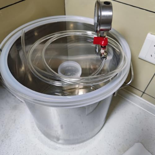 Vakuumkammer 6 12 20 35 50 72 75 100 L Vakuumkammer, Epoxidharz/Holzstabilisator Dichtungs-Vakuum-Entgasungskammer-Bausatz, mit Acrylglas-Deckel und Schlauch ( Size : 100L/26Gal(50x50cm/19.7x19.7in) )