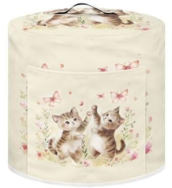 Xoenoiee Cute Cats and Butterfly Print Pressure Cooker Cover for Instant Pot, Kitchen Appliance Dust Cover with Pockets for Rice Cooker Air Fryer Slow Cooker, for 3 Qt Pot