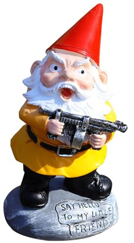 Garden Gnomes with Guns, Resin Tiny Gnomes, 3x2.4x5.5 inch Combat Garden Gnomes, Desktop Funny Gnomes Outdoor for Lawn Patio Porch Statue, Funny Garden Gnomes