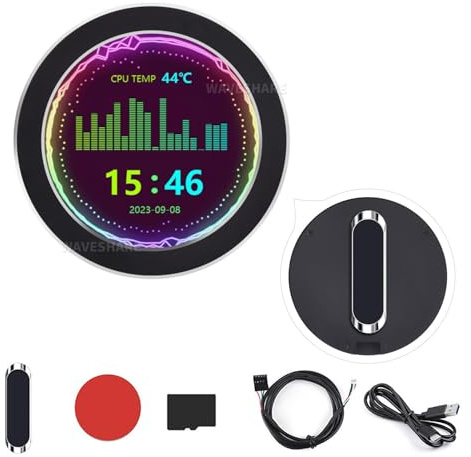 Display LCD da 2,8 pollici con display LCD AIO CPU/GPU Cooler Screen 480 × 480 display rotondo con funzione di analisi dello spettro musicale per interni PC/Desktop RGB Ambient Screen USB-C Interface