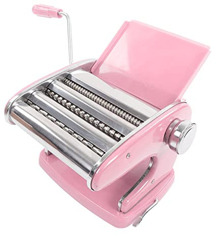 Heavy Duty Pasta Maker,Stainless Steel 6 Adjustable Thickness Settings Noodles Maker for Spaghetti,Fettuccini,Lasagna or Dumpling Wrapper (Pink)