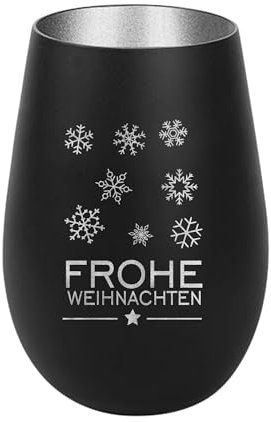 Der-Porzellan-Laden Windlicht mit Gravur Frohe Weihnachten Schneeflocken
