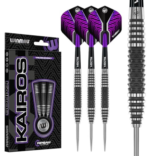 WINMAU Darts Kairos 26g 90% Professionelles Wolfram Dartpfeile-Set mit Stahlspitze mit Dart Flüge und Dartschäfte