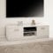 Home Collective TV-Schrank 120cm breit Lowboard mit Matter Oberfläche Fernsehtisch mit 2 Türen und 1 Regal, aus laminiertem Board, abgerundete Kante und Metall-Rollschienen Fernsehkommode weiß