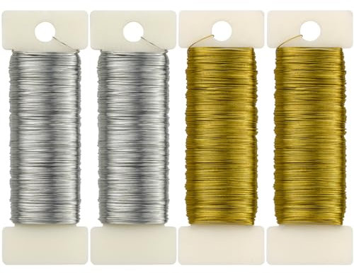 KMFYMPT Fili Metallici, Filo Di Ferro Modellabile, 0,35 mm x 50 m Filo Dorato Per Decorazioni, Morbido, Fil Di Ferro Modellabile, Piegabile Filo Di Metallo Craft Per Bambole Scheletro E Fai Da Te