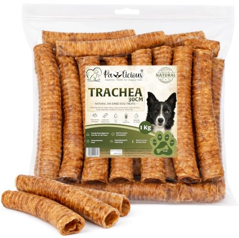 PAWLICIOUS 1Kg Beef Air Pipe Trachea for Dog 30cm, Approx 12 pcs, 100% Natural Healthy Air Dried Dog Treat Chews Alternative Dental Sticks for Teeth Cleaner Strong Chewing Muscles
