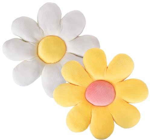 2 Stück Blumen-Kissen, Gänseblümchen-Blumenkissen, Sofakissen Sitzkissen, Niedliche Blume Kissen, Blumenförmige Wurfkissen, Flauschig Blütenblatt-Kissen, für Schlafzimmer, Sofa, Stuhl, Bett, 40 cm