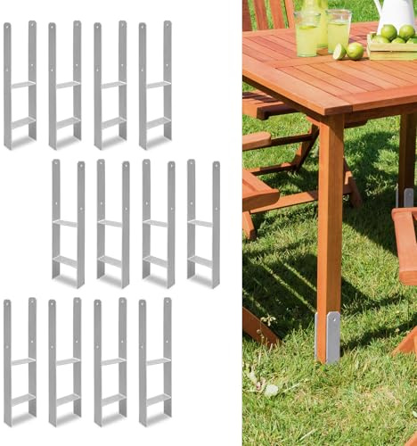 Jiubiaz 12er Set H-Pfostenanker 111 x600 mm – H-Pfostenhalter für Zaun- und Holzpfosten, Robuste H-Anker für Gartenzaun, Carport, Pavillon und Holzbauprojekte