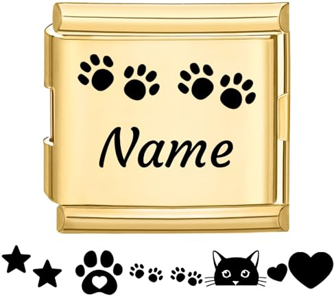 Jodimitty Personalisierte Italian Charm DIY Logo & Text, Edelstahl Silber Individuell Gravierter Charm, Personalisierte Geschenke, passt alle 9mm Armband