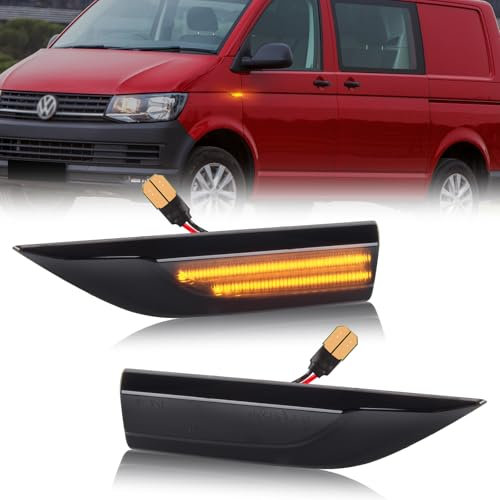 OZ-LAMPE LED Blinker Seitenblinker für VW Transporter T6 2015+, Blinker mit Canbus Fehlerfrei 2835 SMD, Schwarz, 2 Stück