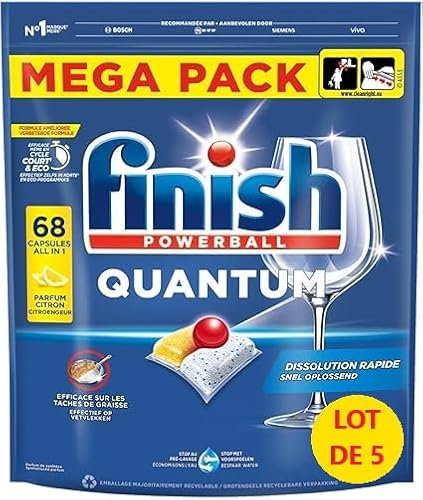 Finish Quantum Pastilles Lave-Vaisselle Citron - Elimine Les Taches Tenaces - 340 Tablettes Lave-Vaisselle