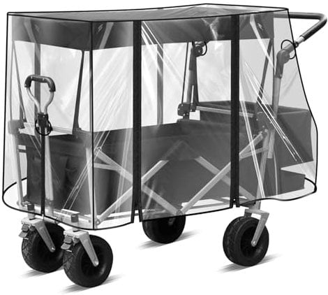 LEKEFETO Regenschutz für Bollerwagen, Bollerwagen Regenschutz mit Reißverschluss, Faltbare Transparent Regenverdeck, Bollerwagen Zubehör, Strand RegenschutzhüLle Verdeck